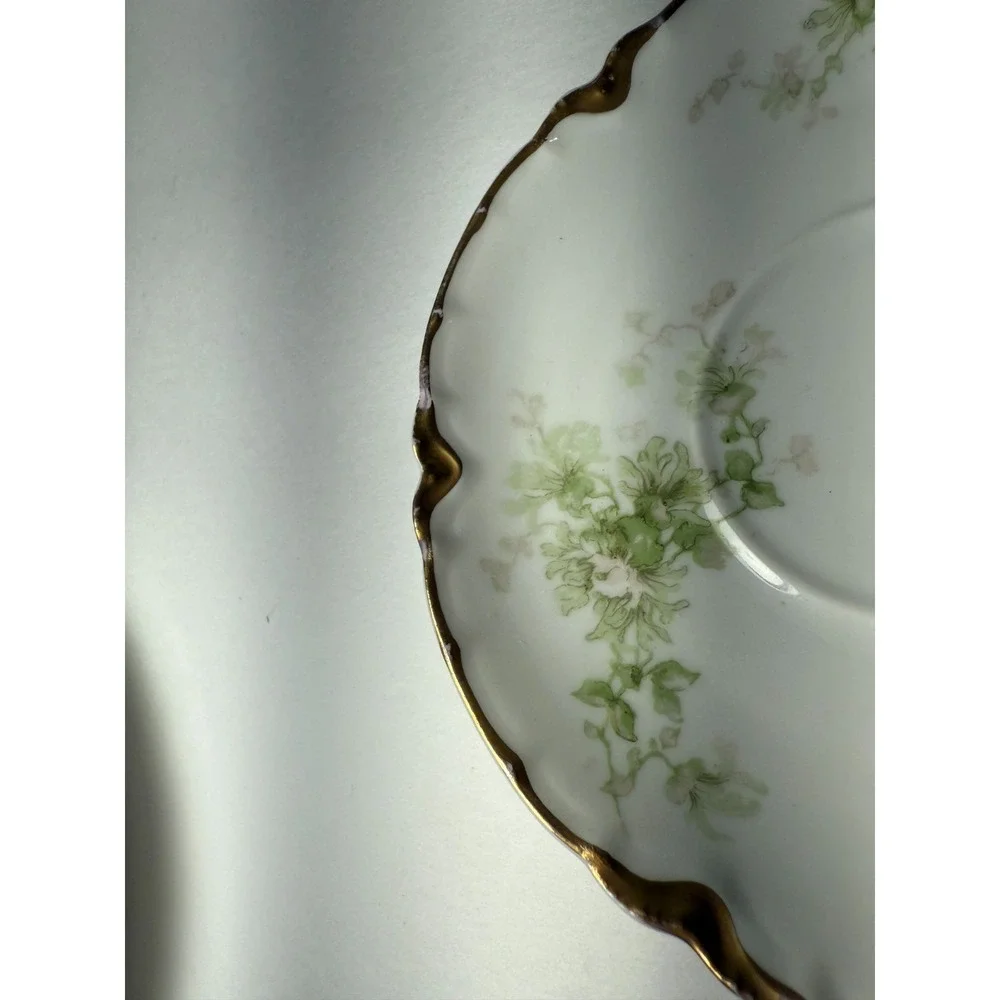 Set of 6 Haviland Limoges France Plates And Saucers Schleiger‎ Floral Gold White